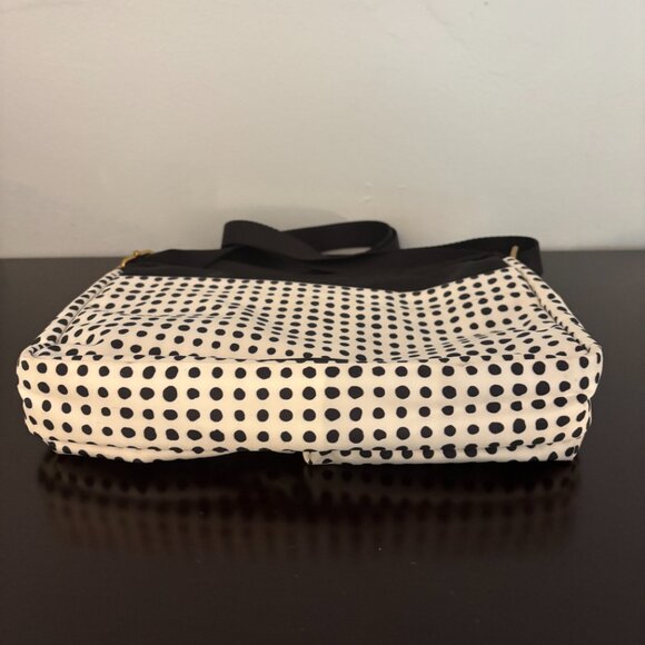 Fossil Bailey Black and White Polka Dot Nylon Canvas Crossbody Shoulder Bag - Picture 7 of 13